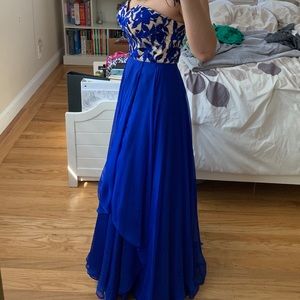 Sherri Hill Blue Strapless Dress 1924